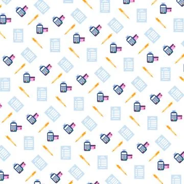 Shopping icons seamless pattern payment terminal credit card white background Illustrazione stock