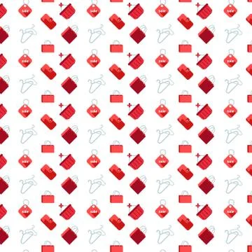 Shopping icons seamless pattern white background flat Illustrazione stock