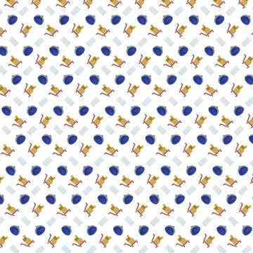 Shopping icons seamless pattern white background flat イラスト素材