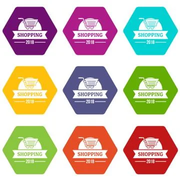 Shopping icons set 9 vector Illustrazione stock