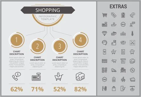 Shopping infographic template, elements and icons. イラスト素材