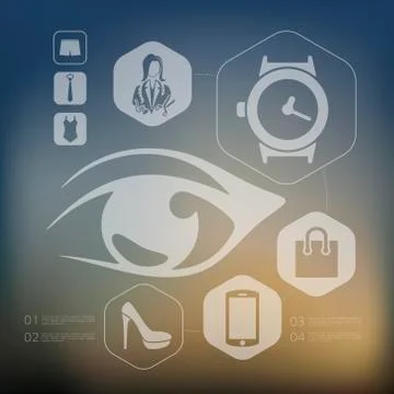 Shopping infographic with unfocused background Illustrazione stock