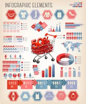 Shopping infographics. vector. Stock Illustration