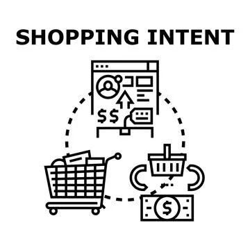Shopping intent leading to consumer purchase and e commerce Illustrazione stock