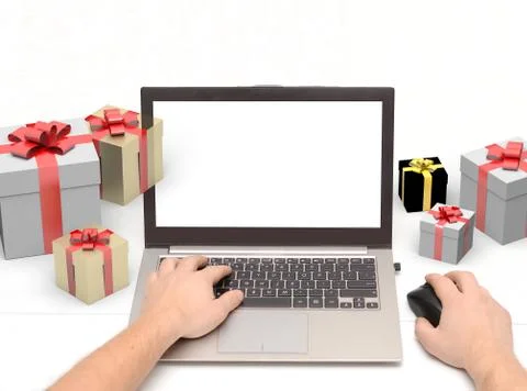Shopping on internet Stock Photos