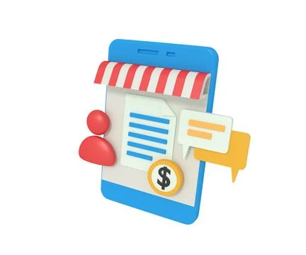 Shopping invoice on phone 3D Model