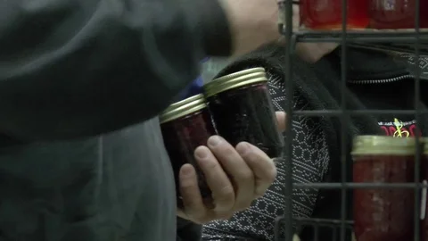 Shopping Jars of Jam 스톡 동영상 99430057