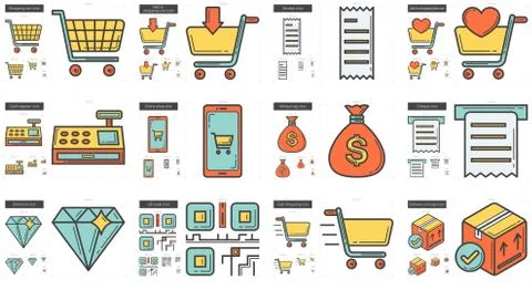 Shopping line icon set. Stock-Illustration