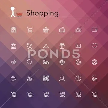 Shopping line icons Stock Illustration