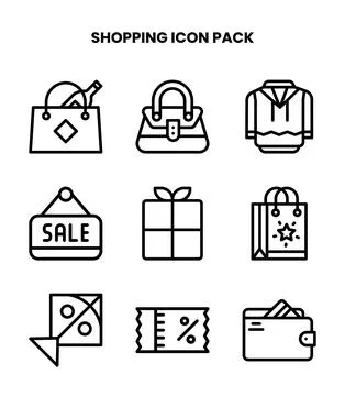 Shopping Line Vector Icons Pack Stock Illustration