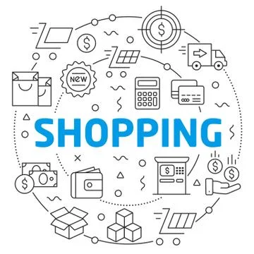 Shopping Linear illustration Stock Illustration