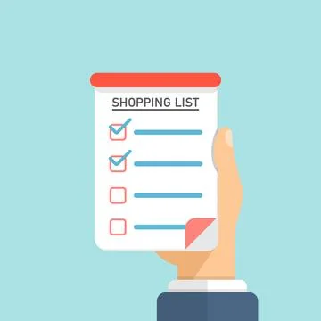 Shopping list in hand icon in flat style. Memo pages vector illustration on.. Stock Illustration