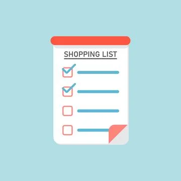 Shopping list icon in flat style. Memo pages vector illustration on isolate.. Stock Illustration