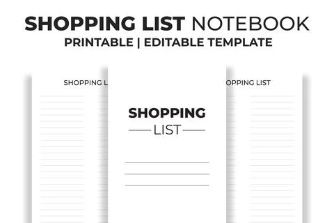 Shopping List Notebook KDP Interior Stock Illustration
