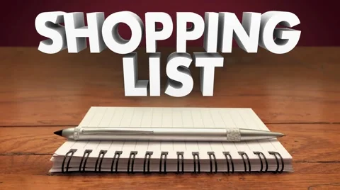 Shopping list Notepad Pen Reminder Buy Purchase Needed Items Groceries Gifts Video stock 61362430
