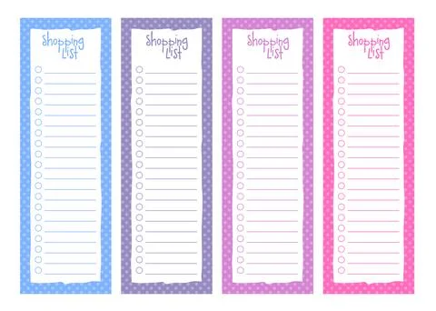 Shopping list template, printable format A4 Stock Illustration