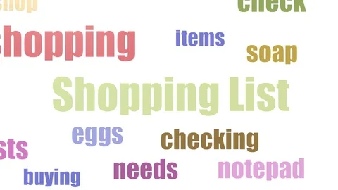 Shopping List Wordcloud Animated On White Background Stock Footage 103664111