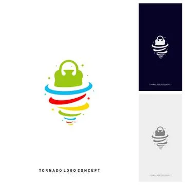 Shopping Logo Design Concept Vector. Storm Sale Logo Vector. Shop Twist. Torn Stock Illustration