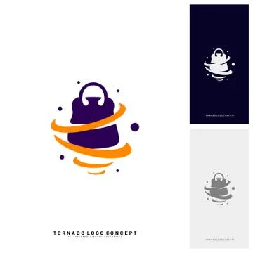 Shopping Logo Design Concept Vector. Storm Sale Logo Vector. Shop Twist. Torn Stock Illustration