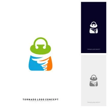 Shopping Logo Design Concept Vector. Storm Sale Logo Vector. Shop Twist. Torn Stock Illustration