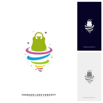 Shopping Logo Design Concept Vector. Storm Sale Logo Vector. Shop Twist. Torn Stock Illustration