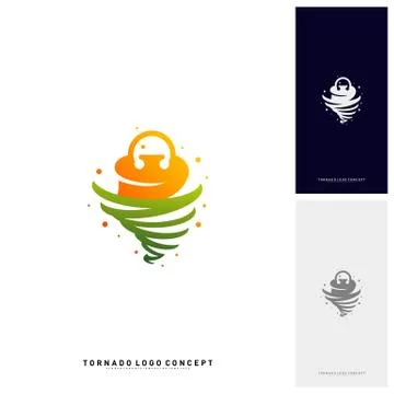 Shopping Logo Design Concept Vector. Storm Sale Logo Vector. Shop Twist. Torn Stock Illustration