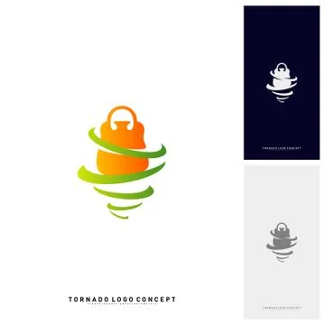 Shopping Logo Design Concept Vector. Storm Sale Logo Vector. Shop Twist. Torn Stock Illustration