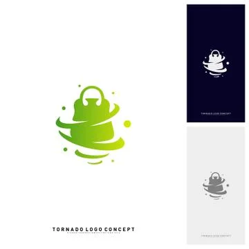 Shopping Logo Design Concept Vector. Storm Sale Logo Vector. Shop Twist. Torn Stock Illustration
