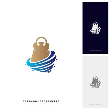 Shopping Logo Design Concept Vector. Storm Sale Logo Vector. Shop Twist. Torn Stock Illustration