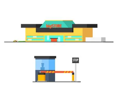 Shopping Mall And Checkpoint Stock Illustration