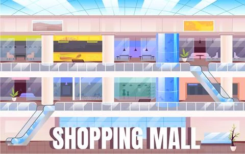 Shopping mall banner flat vector template Stockillustratie