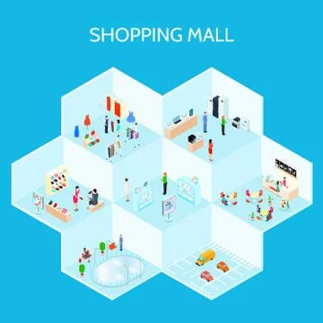 Shopping Mall Composition Illustration
