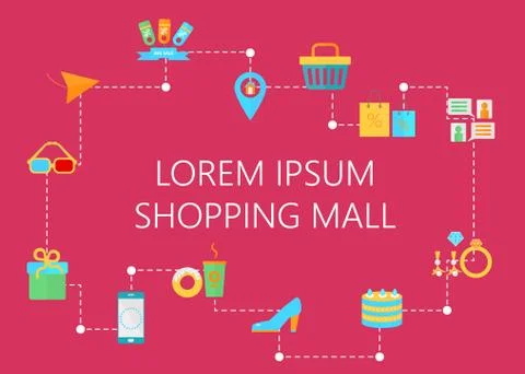 Shopping mall decoration map concept. Interactive navigation infographic Stock Illustration