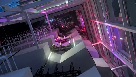 Shopping mall display window with light installation Stock Footage 168940519