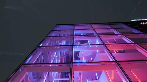 Shopping mall display window with light installation Stock Footage 168941039