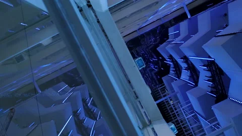 Shopping mall display window with light installation Stock Footage 168942042