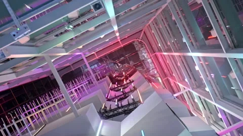 Shopping mall display window with light installation Stock Footage 168942315