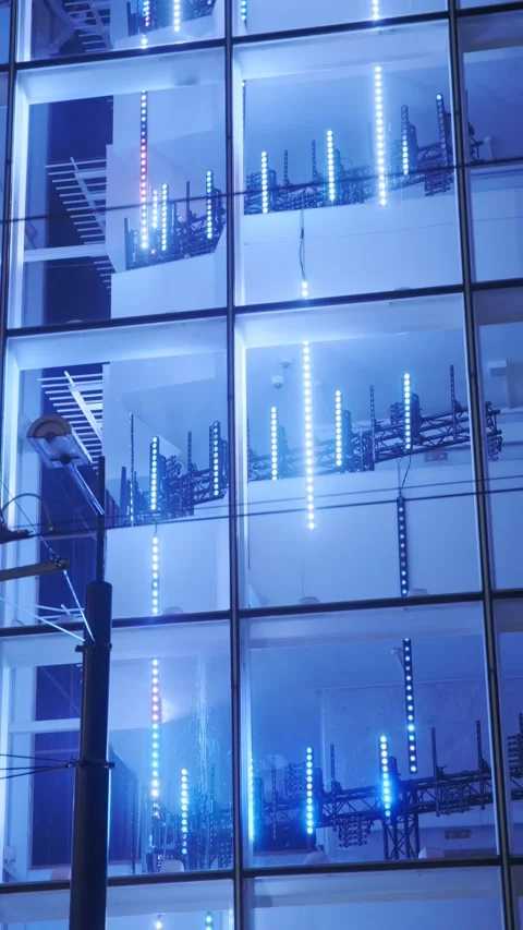 Shopping mall display window with light installation Stock Footage 169271623
