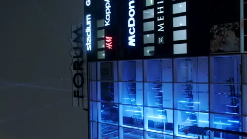 Shopping mall display window with light installation Stock Footage 169272115