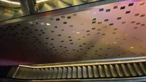 Shopping mall, down escalator on each floor, recession Stock Footage 300308092