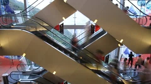 Shopping mall escalator Stock Footage 10040325