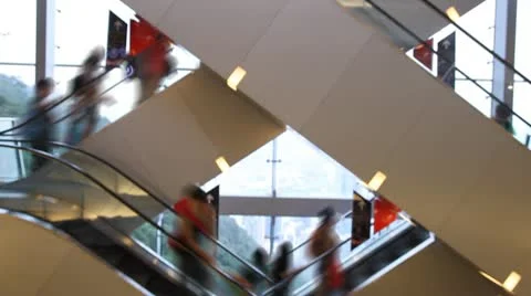 Shopping mall escalator Stock Footage 10042656