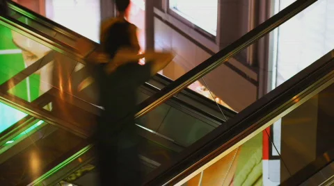 Shopping mall escalator time lapse Stock Footage