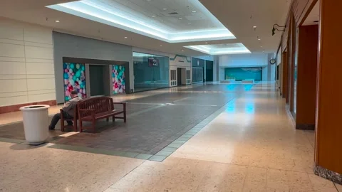 Shopping Mall Interior - Stores Closed - Davenport, IA - 4/4/2024 Stock Footage 274003901
