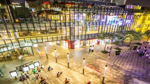 Shopping mall night time lapse Stock Footage