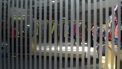 Shopping mall seen from an elevator Stock-Footage 104002178
