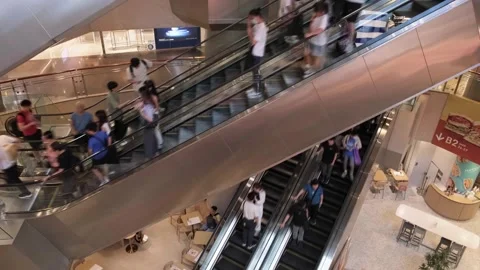 Shopping mall time lapse, with shops and restaurant Stock Footage 249710026