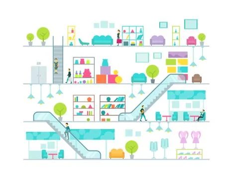 Shopping mall vector illustration Stock Illustration