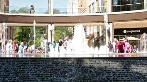 Shopping mall water fountain fast motion timelapse HD 2976 Stock Footage