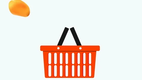 Shopping mango drop to full basket Stock Footage 112011358